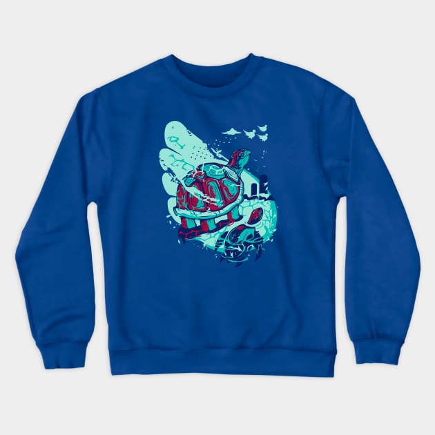 Turtle Flying Crewneck Sweatshirt by sant2